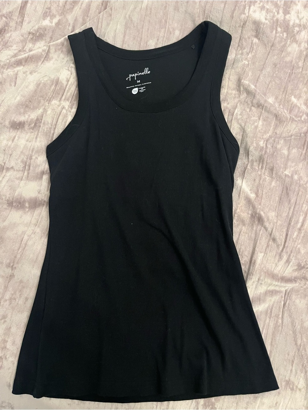 Papanelle Women's Black Ribbed Tank Top
